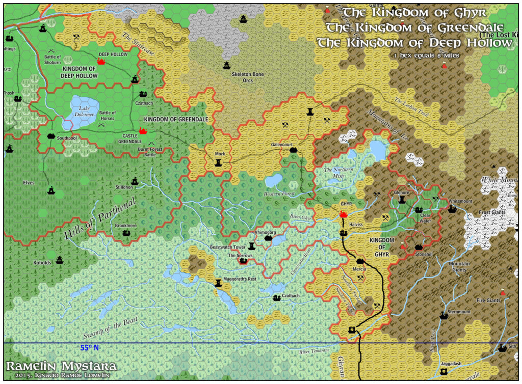 The Kingdom of Ghyr, 8 miles per hex by Jose Ignacio Ramos Lomelin, January 2016