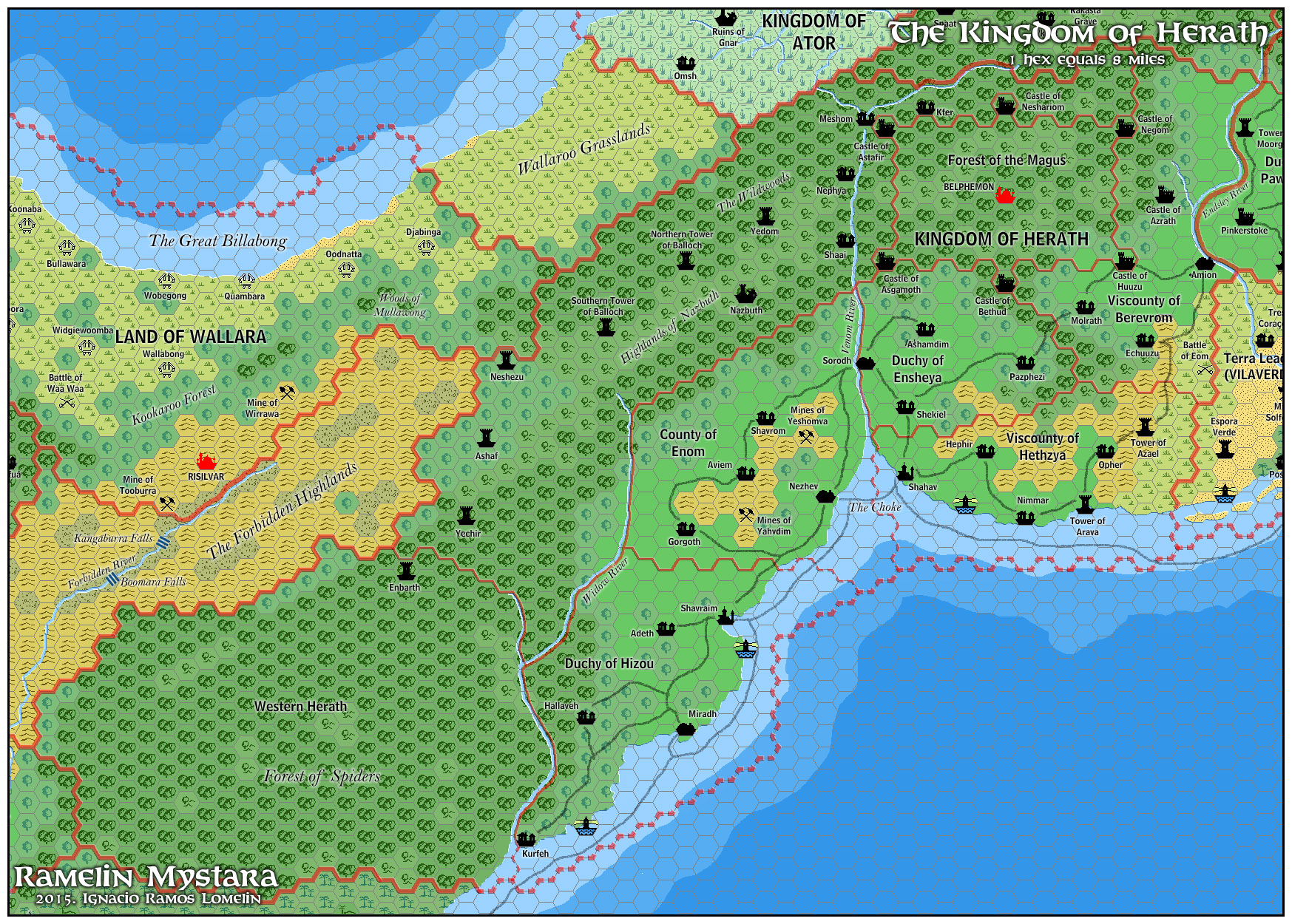 The Kingdom of Herath, 8 miles per hex by Jose Ignacio Ramos Lomelin, February 2016