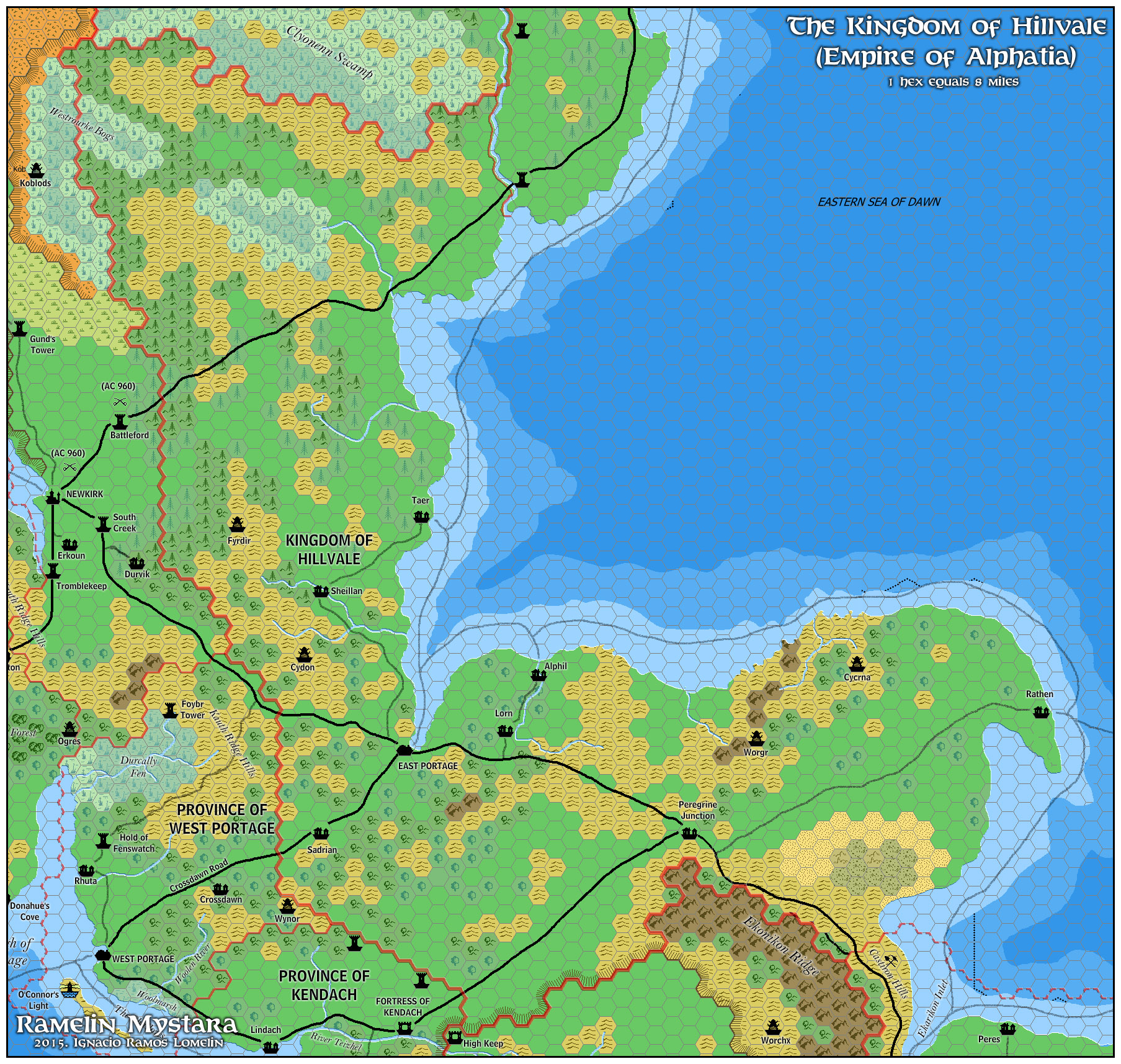Kingdom of Hillvale, 8 miles per hex by Jose Ignacio Ramos Lomelin, February 2016