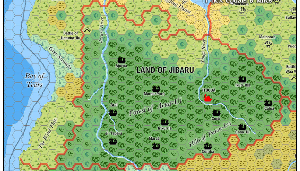 The Land of Jibarú, 8 miles per hex by Jose Ignacio Ramos Lomelin, February 2016