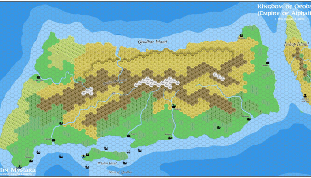 Kingdom of Qeodhar, 8 miles per hex by Jose Ignacio Ramos Lomelin, November 2015