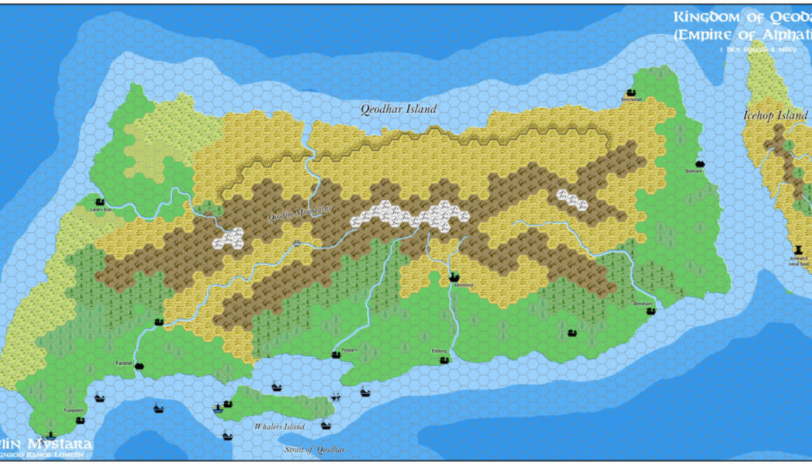 Kingdom of Qeodhar, 8 miles per hex by Jose Ignacio Ramos Lomelin, November 2015
