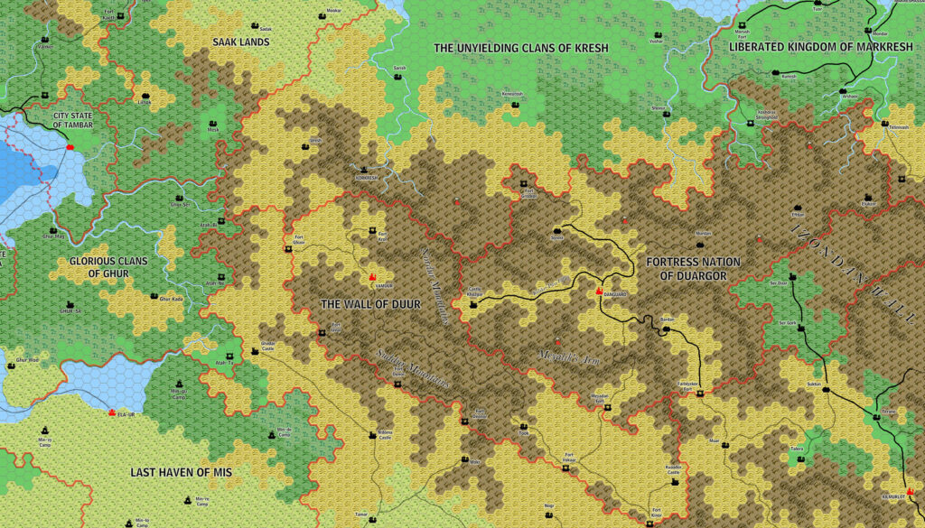 The Silver Coast: Duargor, Duur and Kresh, 8 miles per hex by Jose Ignacio Ramos Lomelin, May 2017