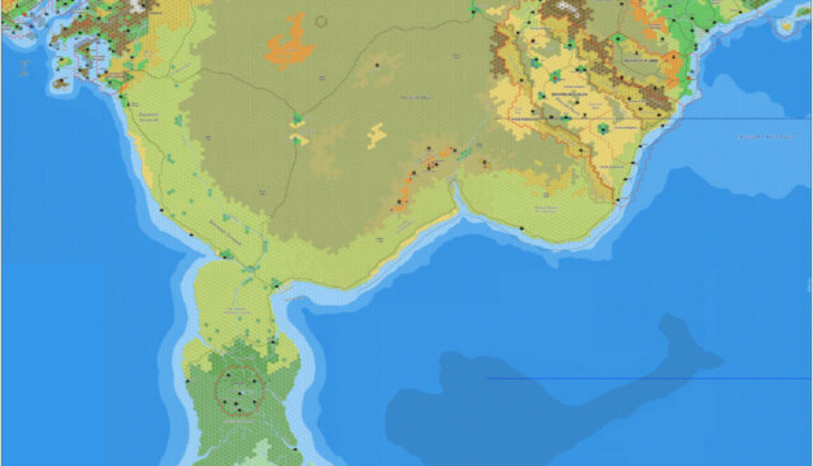 The Great Waste and the Serpent Peninsula, 8 miles per hex by Jose Ignacio Ramos Lomelin, March 2017
