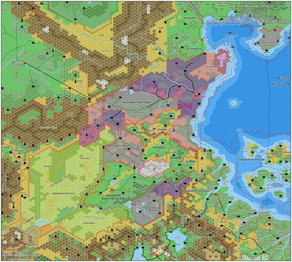 The Heldannic Reich, 8 miles per hex by Jose Ignacio Ramos Lomelin, June 2016 (version 3)