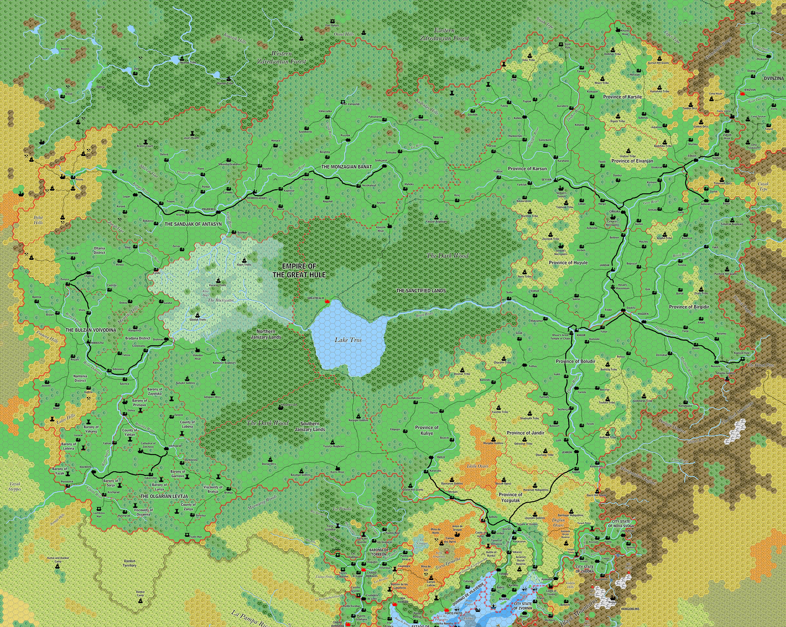 Empire of the Great Hule, 8 miles per hex by Jose Ignacio Ramos Lomelin, June 2017 (version 2)