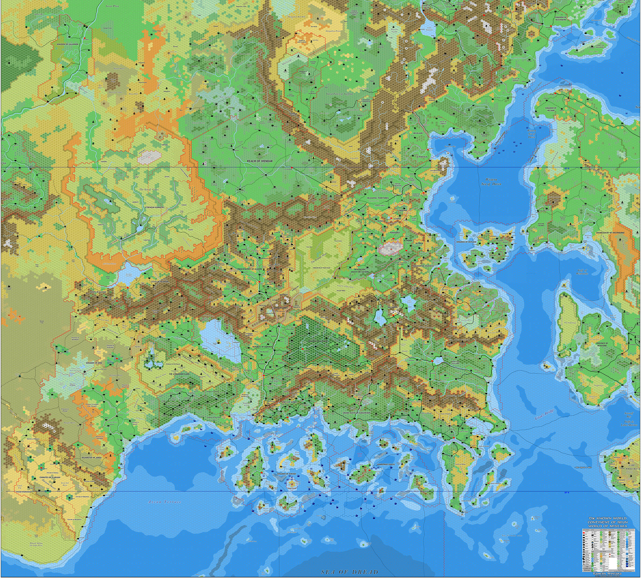 The Known World, 8 miles per hex by Jose Ignacio Ramos Lomelin, March 2017 (version 1)