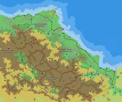 The Silver Coast: Kwythellar, Markresh and Kilmur, 8 miles per hex by Jose Ignacio Ramos Lomelin, May 2017