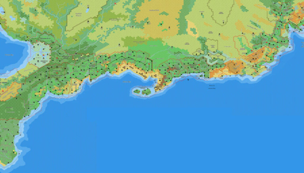 The Savage Coast, 8 miles per hex by Jose Ignacio Ramos Lomelin, March 2017