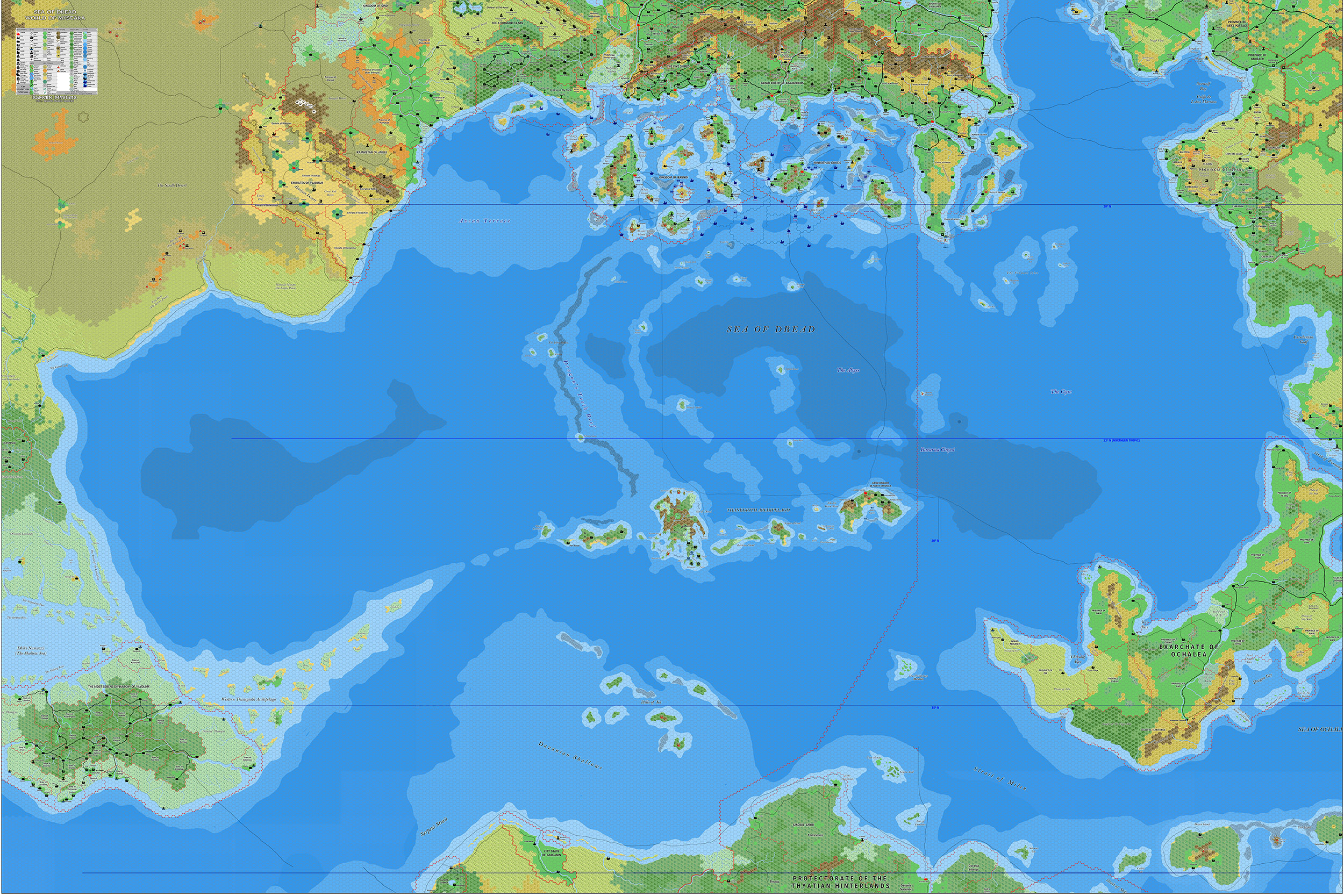 The Sea of Dread, 8 miles per hex by Jose Ignacio Ramos Lomelin, March 2017 (version 1)