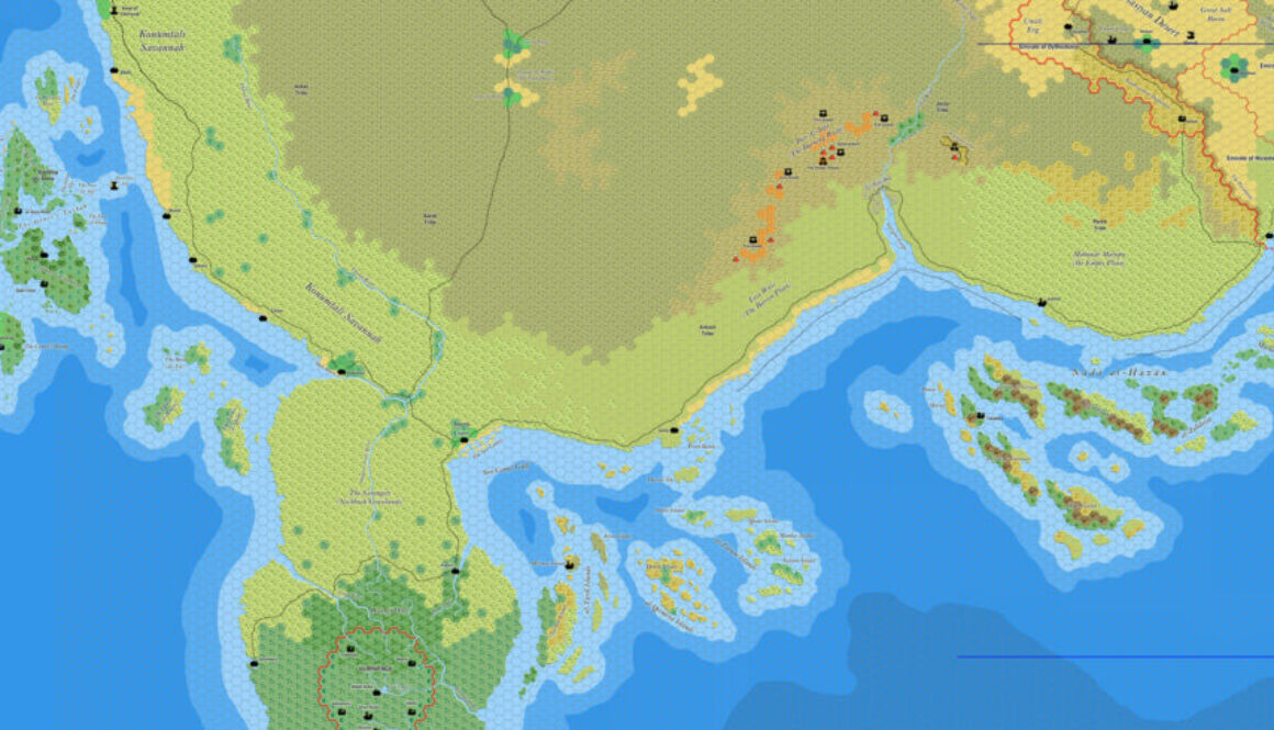 The Serpent Peninsula with Islands, 8 miles per hex by Jose Ignacio Ramos Lomelin, May 2017