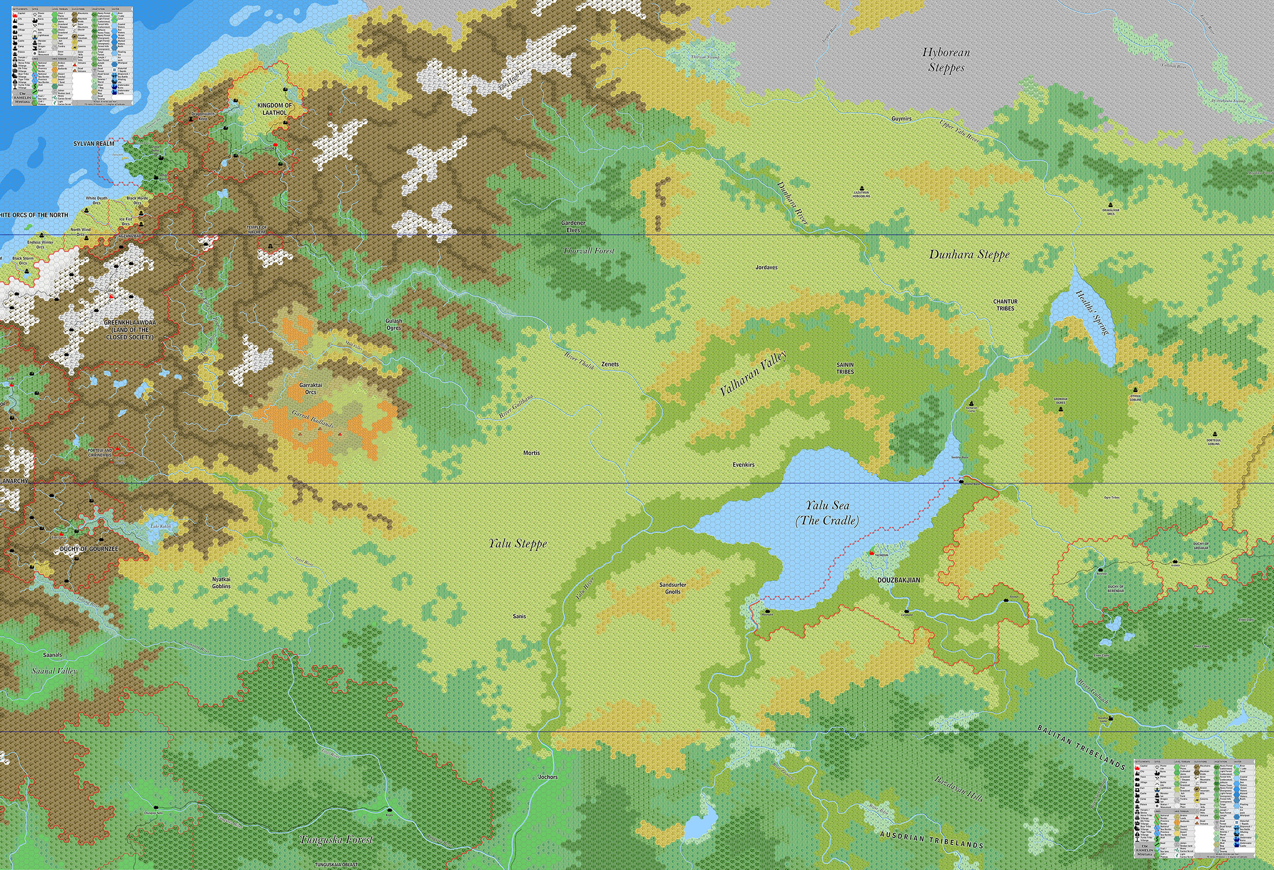 The Valharan Valley Region, 8 miles per hex by Jose Ignacio Ramos Lomelin, June 2017