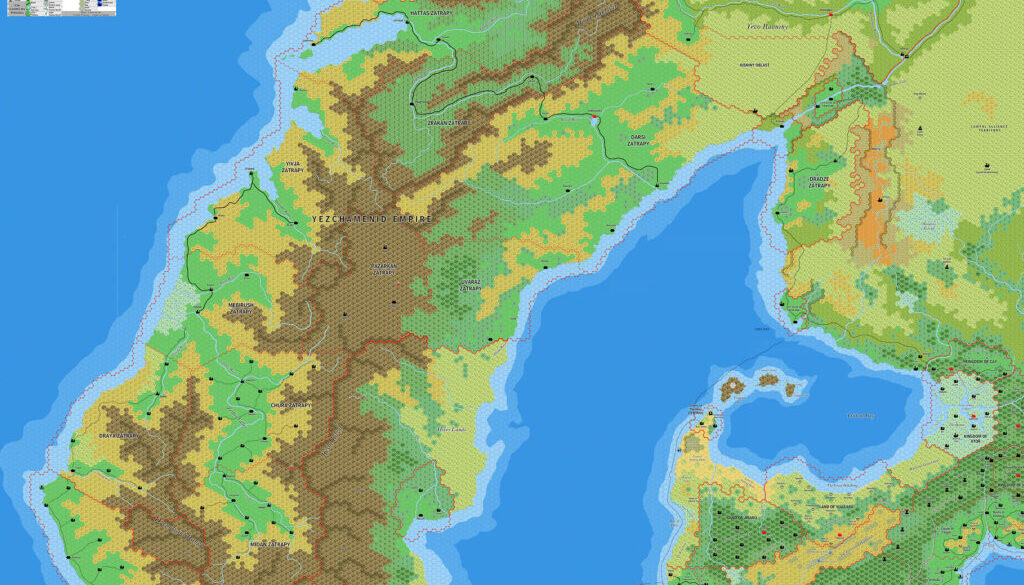 Yalu Bay and the Yezchamenid Empire, 8 miles per hex by Jose Ignacio Ramos Lomelin, June 2017
