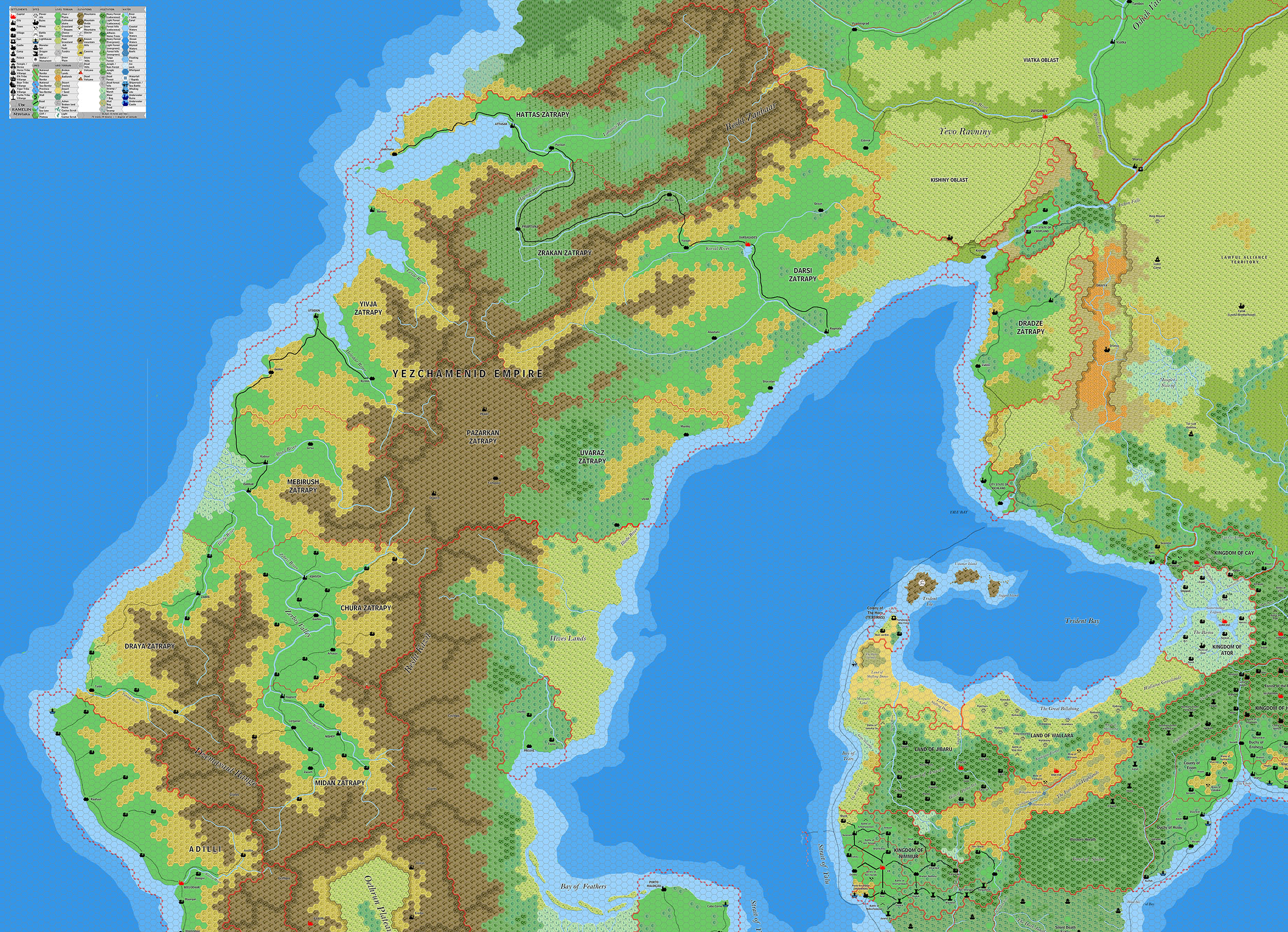 Yalu Bay and the Yezchamenid Empire, 8 miles per hex by Jose Ignacio Ramos Lomelin, June 2017