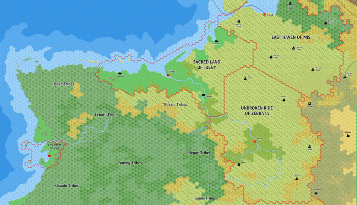 The Silver Coast: Zebrata, Tjeny and Mis, 8 miles per hex by Jose Ignacio Ramos Lomelin, May 2017