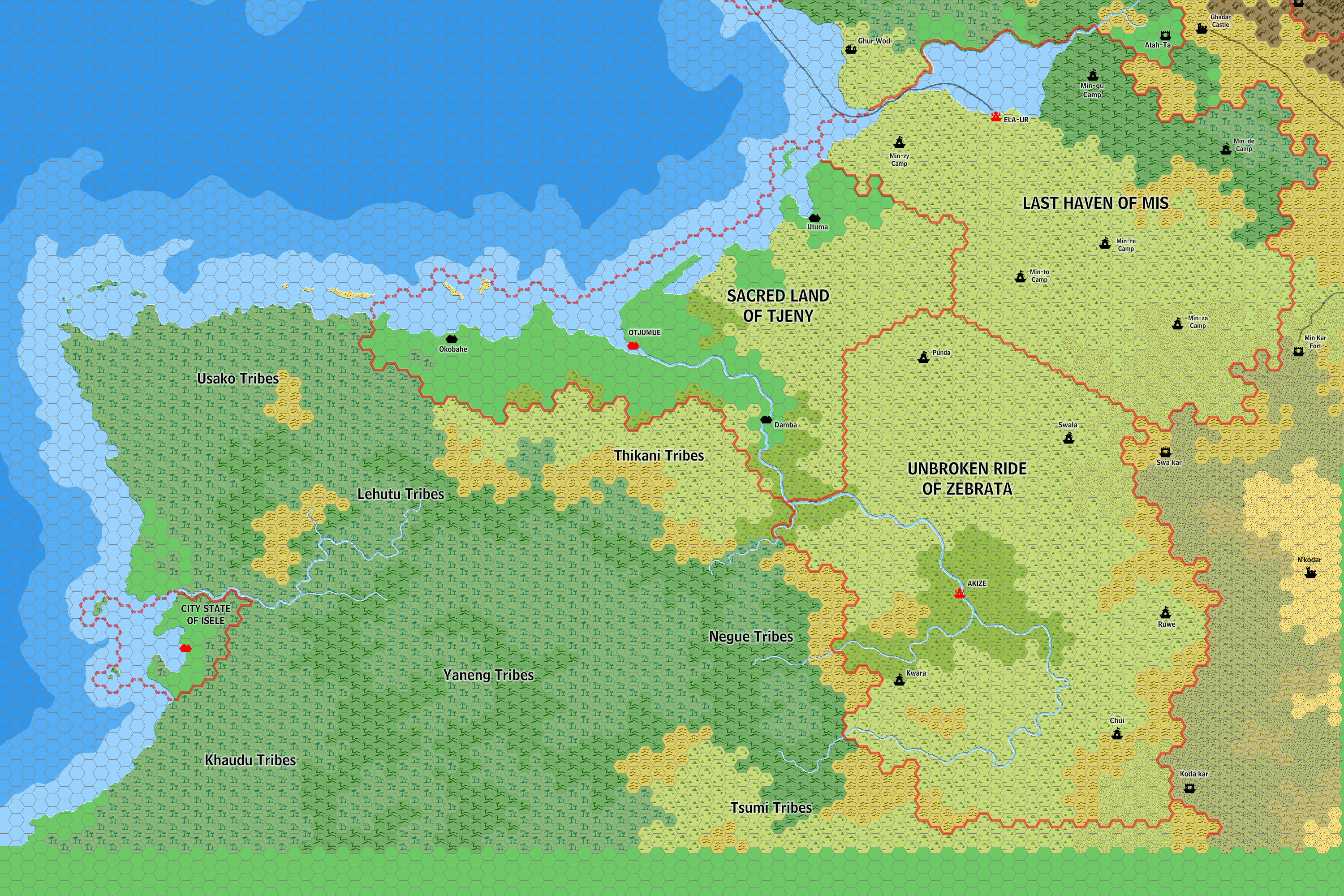 The Silver Coast: Zebrata, Tjeny and Mis, 8 miles per hex by Jose Ignacio Ramos Lomelin, May 2017