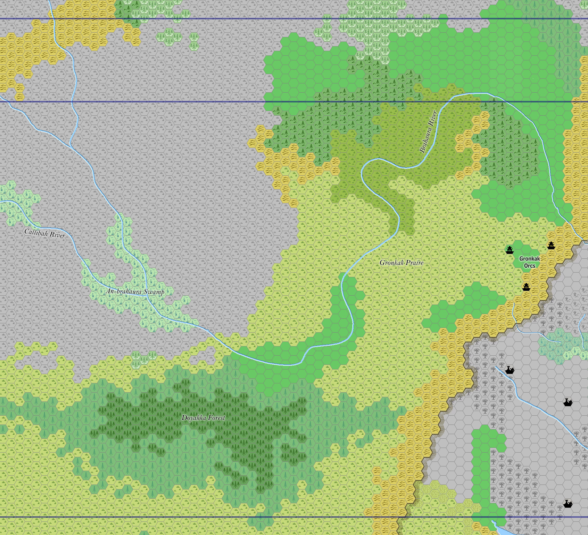 The Brahaura River area, 8 miles per hex by Jose Ignacio Ramos Lomelin, September 2017