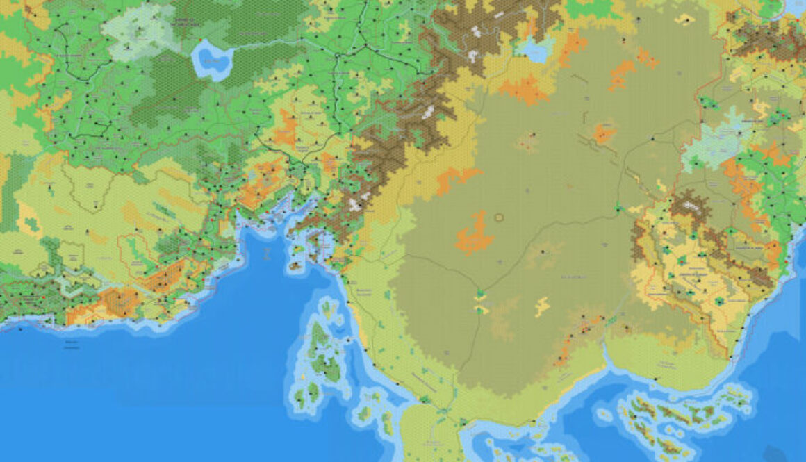 South Central Brun, 8 miles per hex by Jose Ignacio Ramos Lomelin, c. September 2017 (version 1)