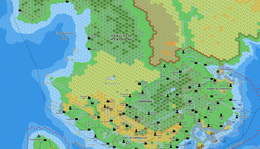 Caerdania and Meridiona, 8 miles per hex by Jose Ignacio Ramos Lomelin, October 2017 (version 1)