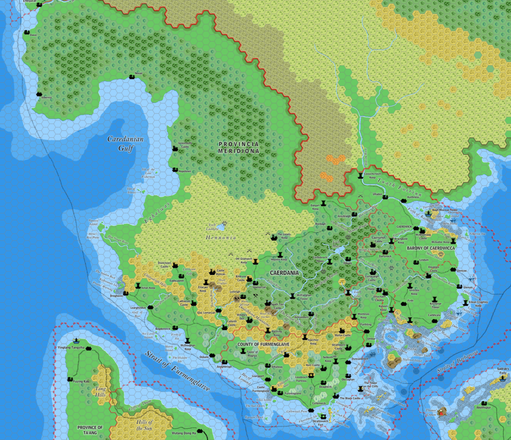 Caerdania and Meridiona, 8 miles per hex by Jose Ignacio Ramos Lomelin, October 2017 (version 1)
