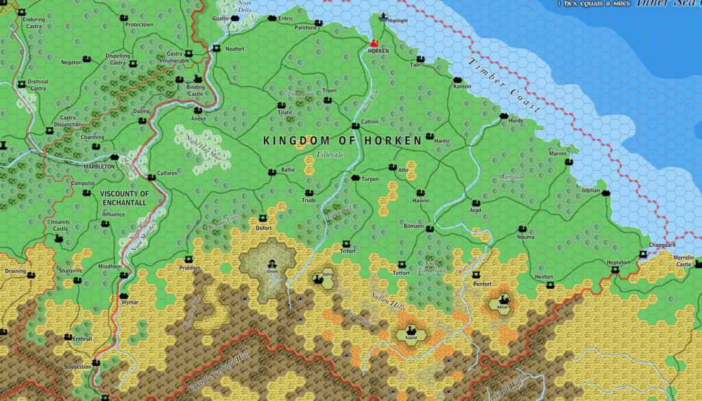 The Kingdom of Horken, 8 miles per hex by Jose Ignacio Ramos Lomelin, July 2017