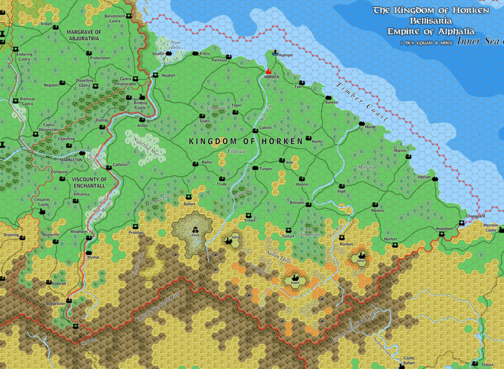 The Kingdom of Horken, 8 miles per hex by Jose Ignacio Ramos Lomelin, July 2017