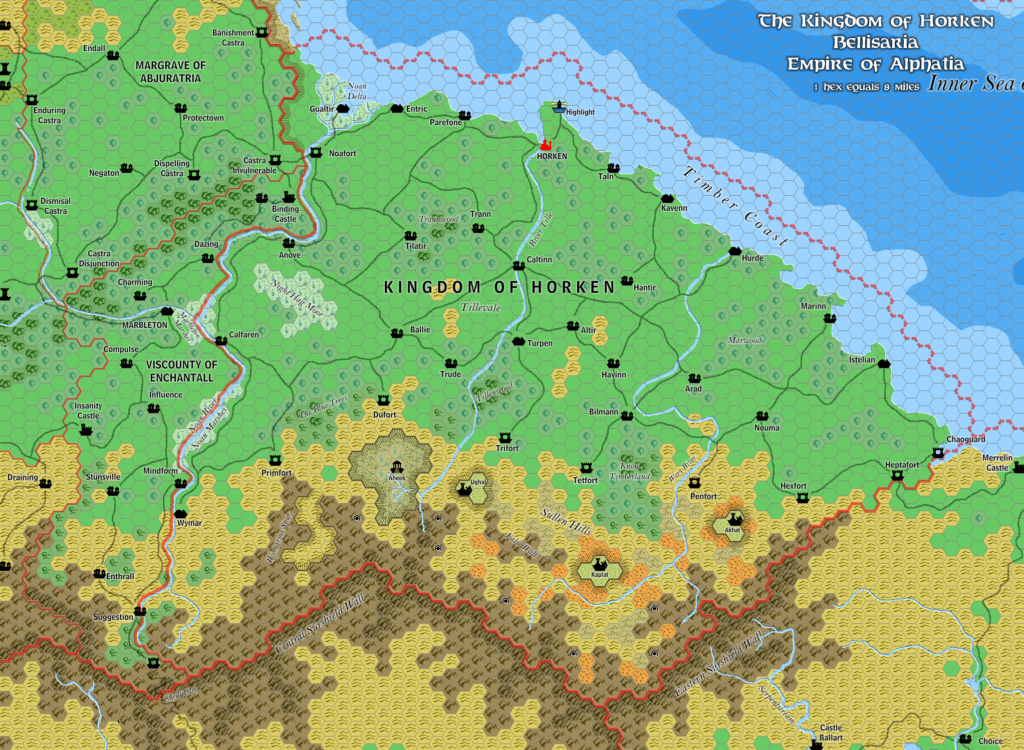 The Kingdom of Horken, 8 miles per hex by Jose Ignacio Ramos Lomelin, July 2017