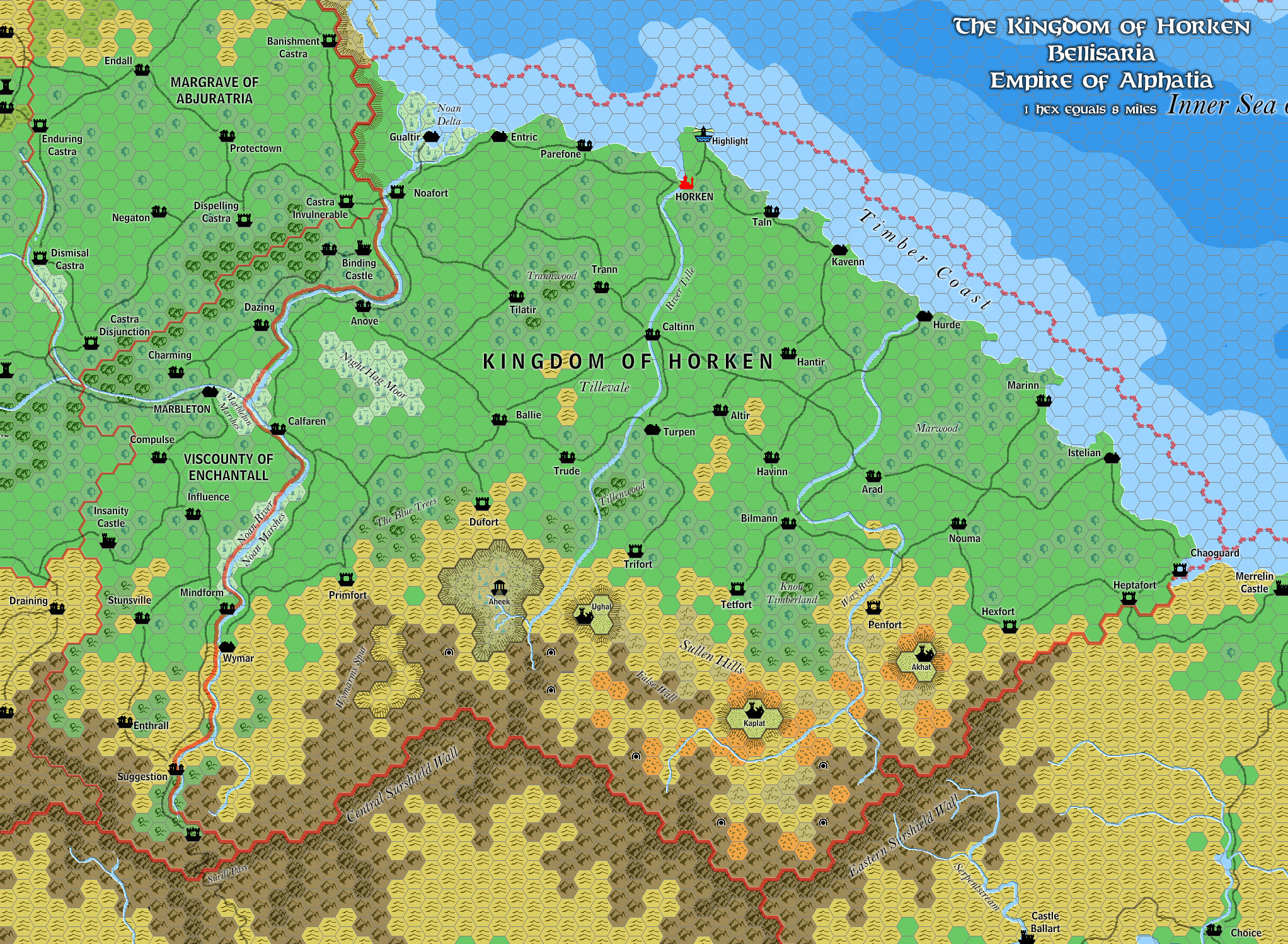 The Kingdom of Horken, 8 miles per hex by Jose Ignacio Ramos Lomelin, July 2017
