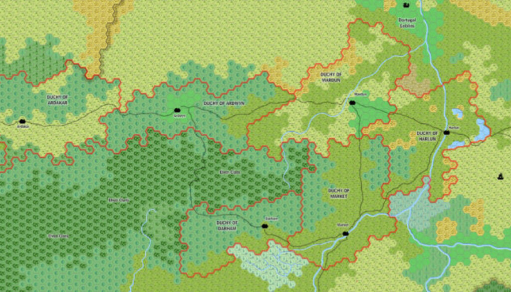 The Seven Duchies, 8 miles per hex by Jose Ignacio Ramos Lomelin, September 2017