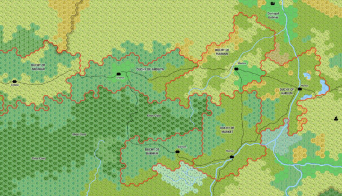 The Seven Duchies, 8 miles per hex by Jose Ignacio Ramos Lomelin, September 2017