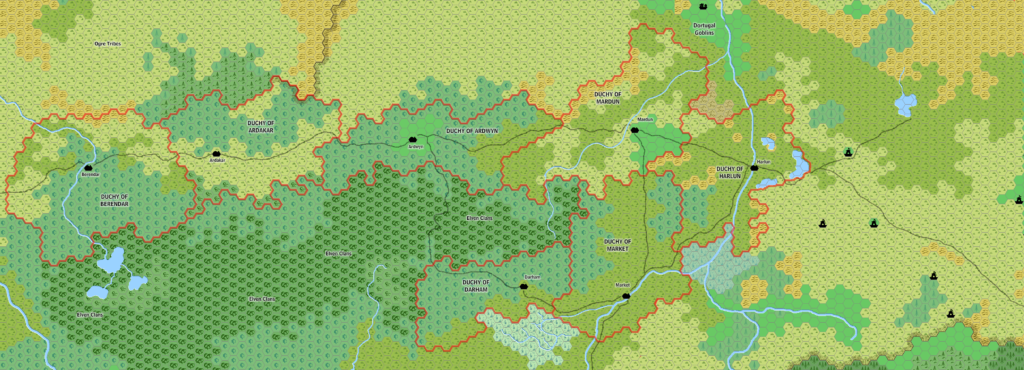 The Seven Duchies, 8 miles per hex by Jose Ignacio Ramos Lomelin, September 2017