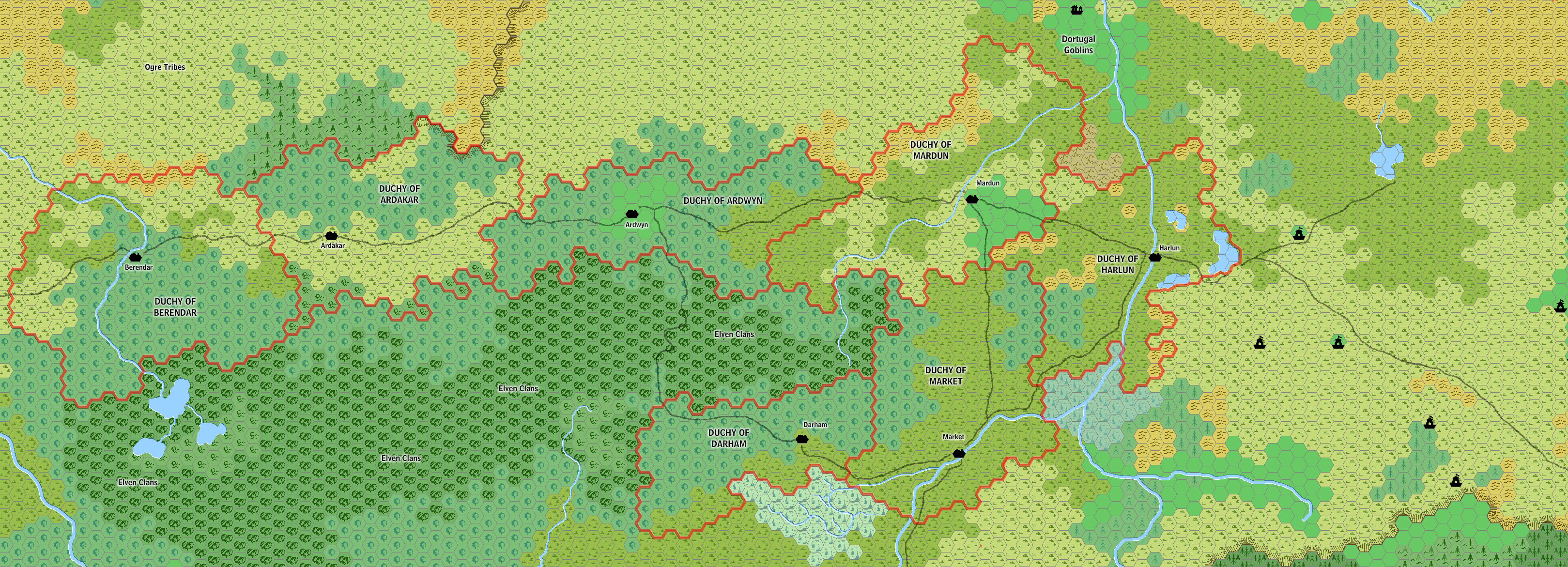 The Seven Duchies, 8 miles per hex by Jose Ignacio Ramos Lomelin, September 2017