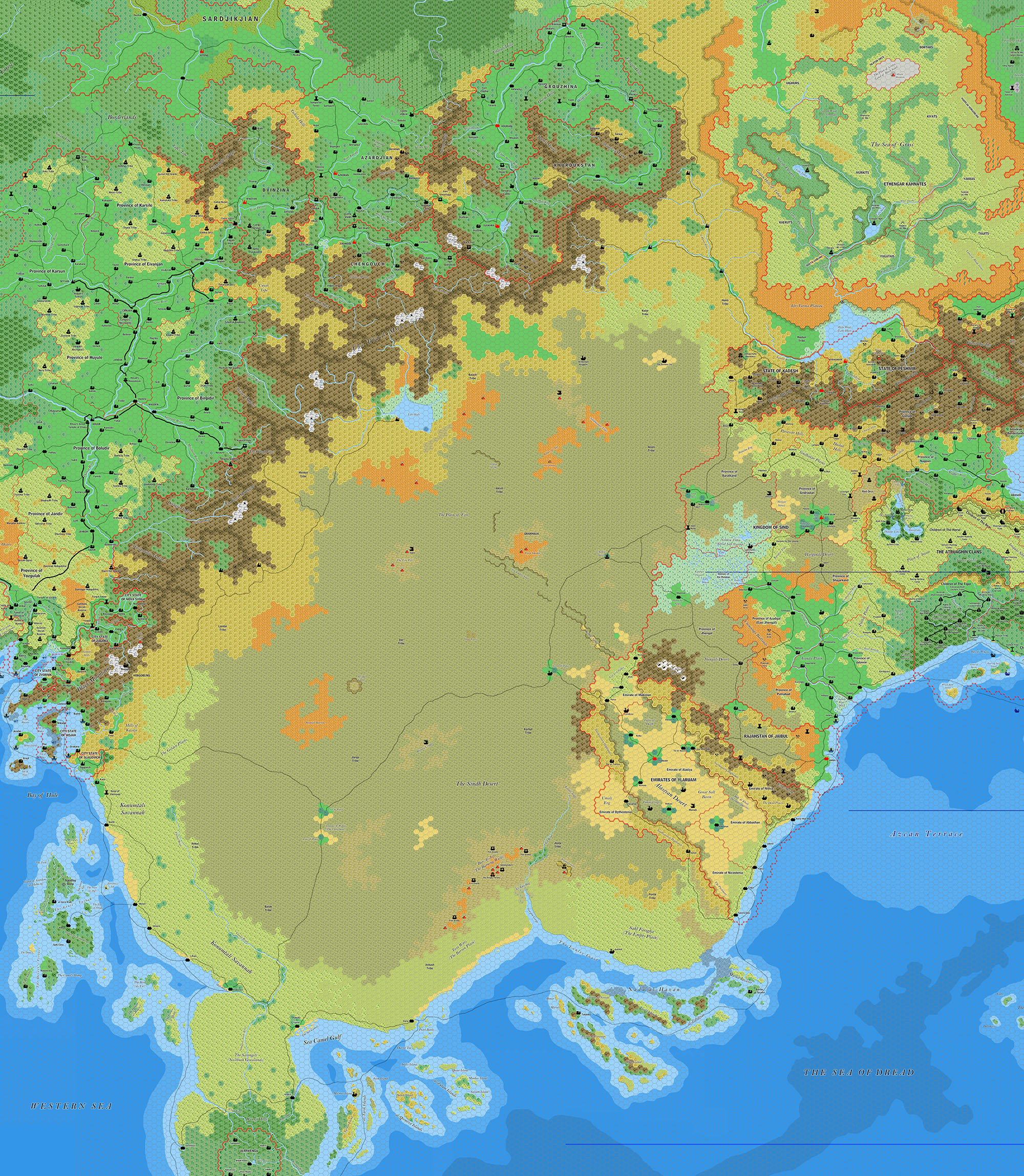 The Sindh Desert, 8 miles per hex by Jose Ignacio Ramos Lomelin, October 2017 (version 2)