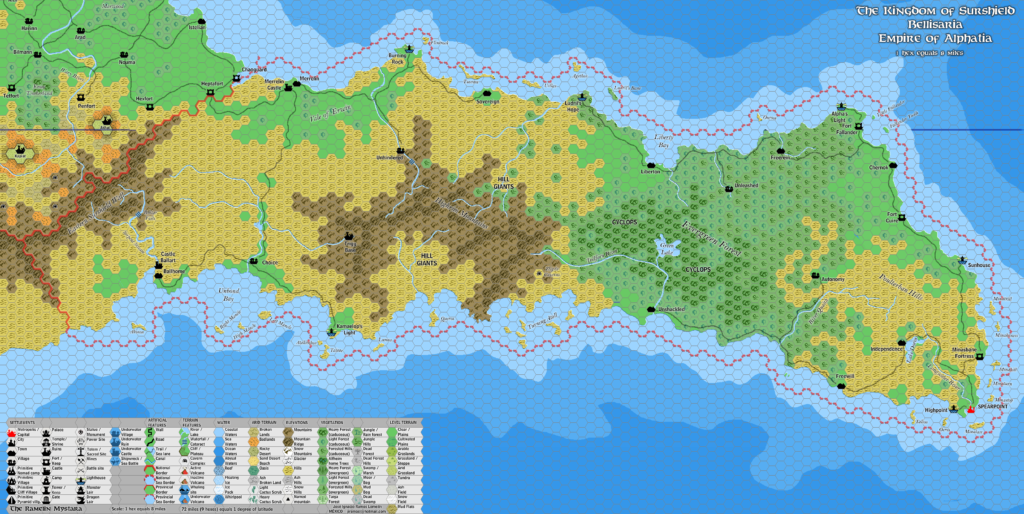 The Kingdom of Surshield, 8 miles per hex by Jose Ignacio Ramos Lomelin, July 2017