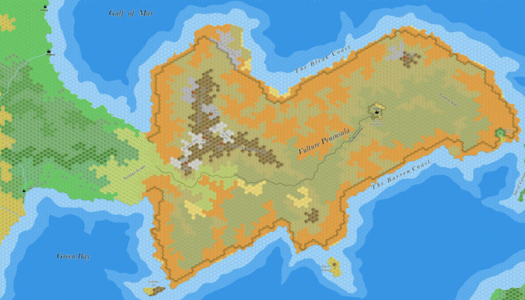 The Vulture Peninsula, 8 miles per hex by Jose Ignacio Ramos Lomelin, July 2017 (version 2)