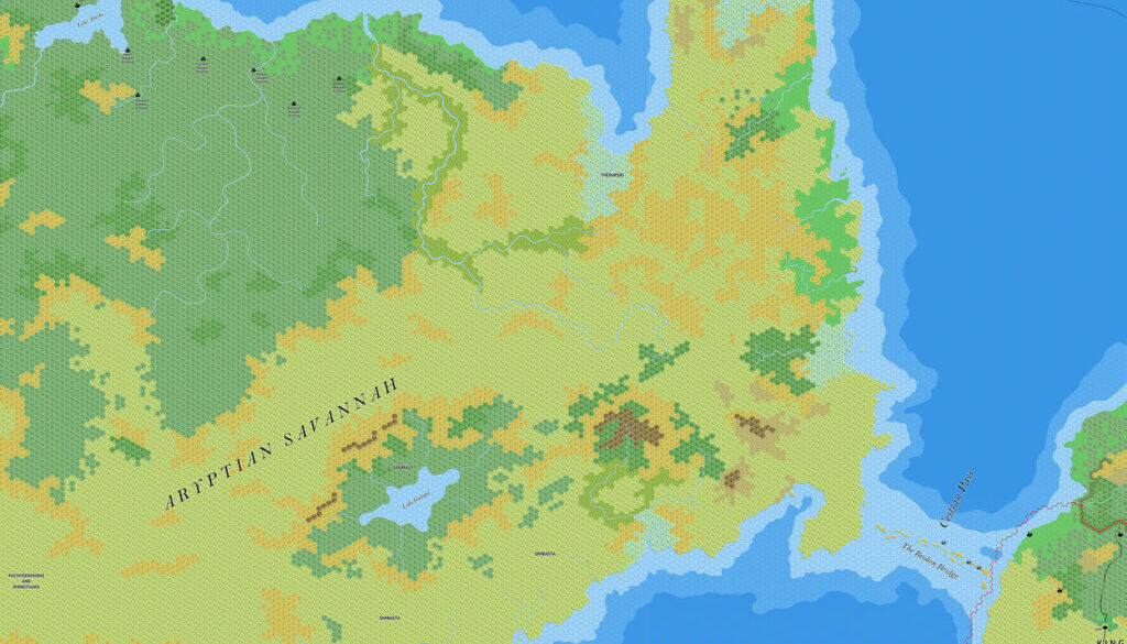 The Aryptian Peninsula, 8 miles per hex by Jose Ignacio Ramos Lomelin, November 2017