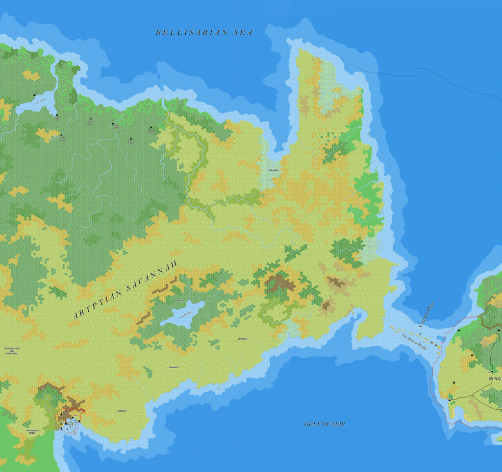 The Aryptian Peninsula, 8 miles per hex by Jose Ignacio Ramos Lomelin, November 2017