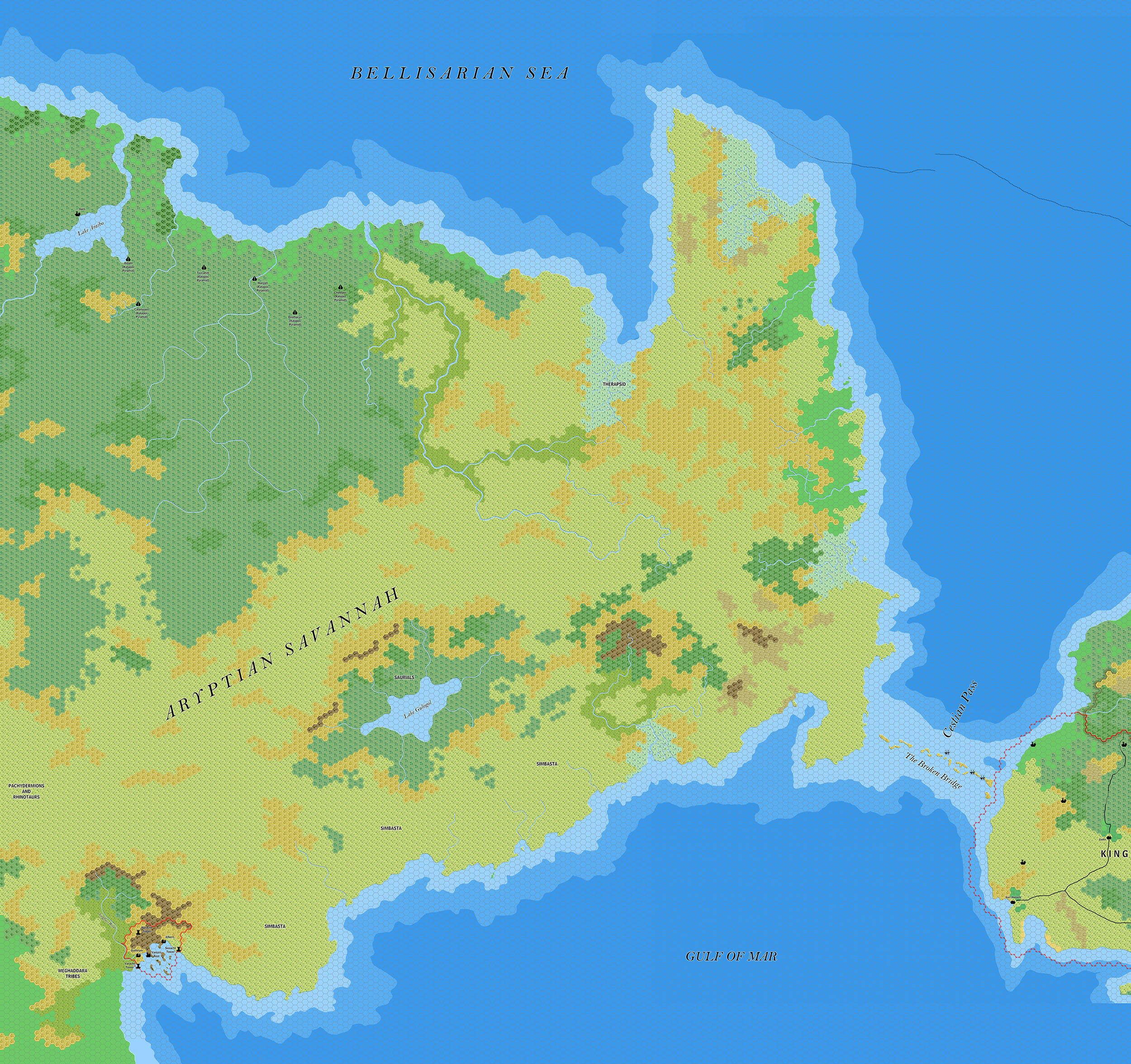 The Aryptian Peninsula, 8 miles per hex by Jose Ignacio Ramos Lomelin, November 2017