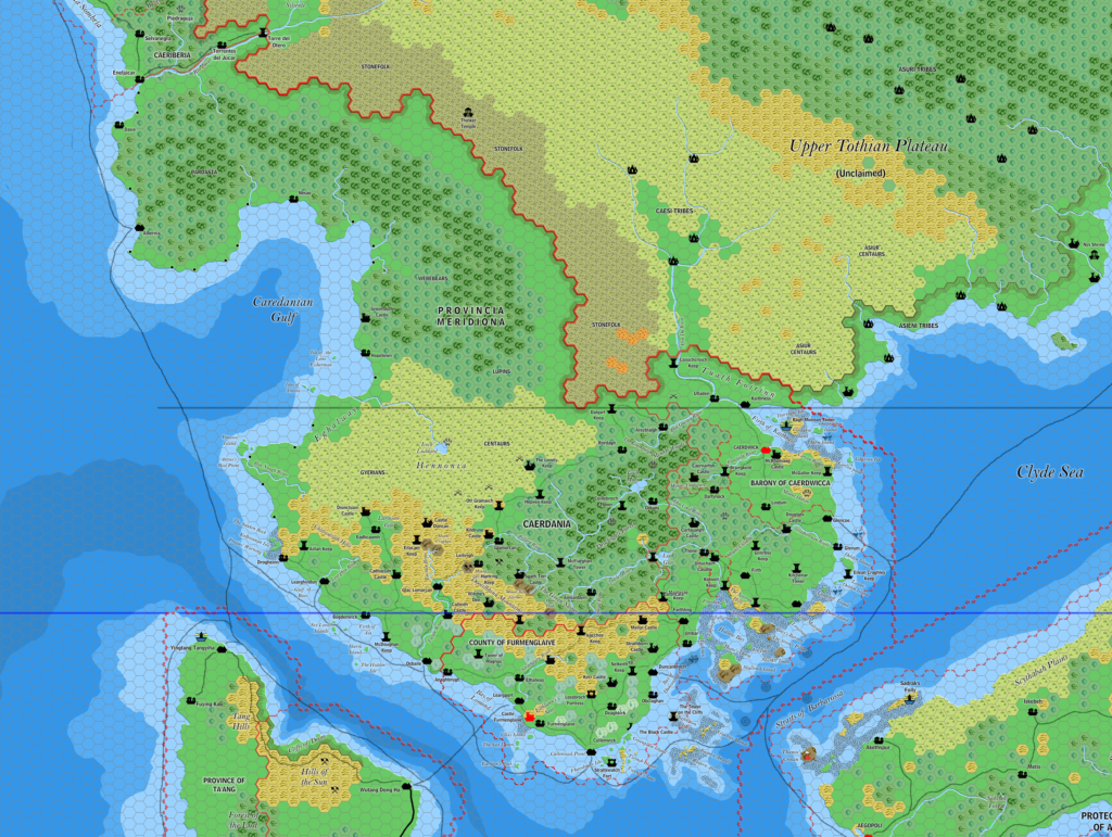 Caerdania and Meridiona, 8 miles per hex by Jose Ignacio Ramos Lomelin, March 2018 (version 2)