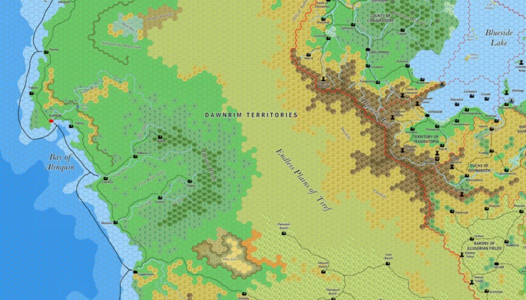 The Dawnrim Territories, 8 miles per hex by Jose Ignacio Ramos Lomelin, March 2018