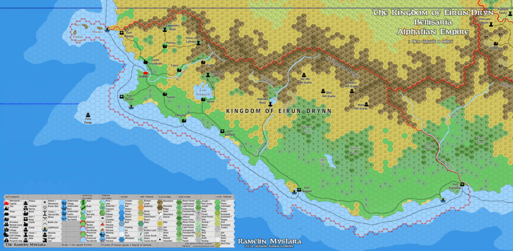 The Kingdom of Eirun-Drynn, 8 miles per hex by Jose Ignacio Ramos Lomelin, March 2018