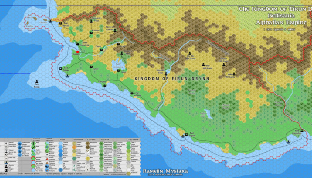 The Kingdom of Eirun-Drynn, 8 miles per hex by Jose Ignacio Ramos Lomelin, March 2018