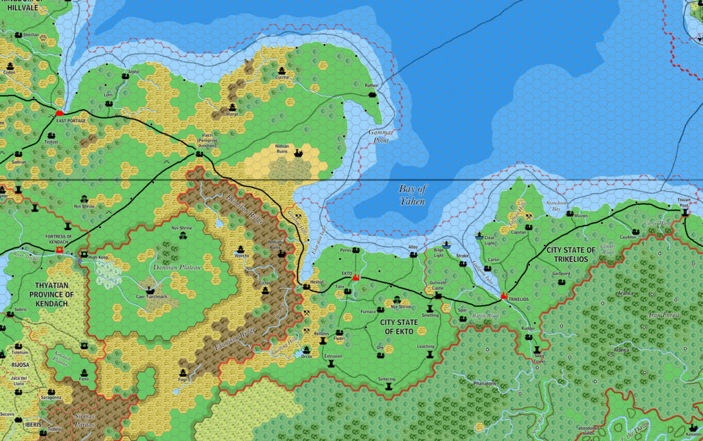 City States of Ekto and Trikelios, 8 miles per hex by Jose Ignacio Ramos Lomelin, March 2018 (version 2)