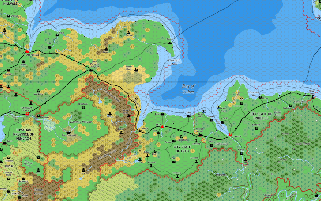 City States of Ekto and Trikelios, 8 miles per hex by Jose Ignacio Ramos Lomelin, March 2018 (version 2)
