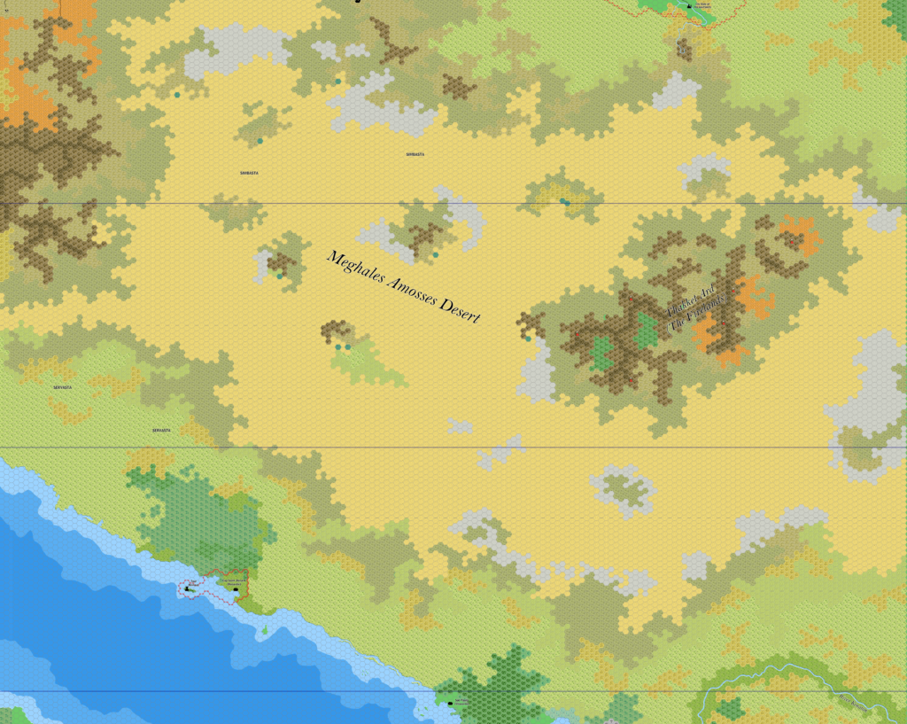 The Meghales Amosses Desert, 8 miles per hex by Jose Ignacio Ramos Lomelin, January 2018