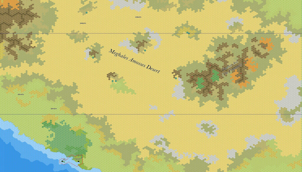 The Meghales Amosses Desert, 8 miles per hex by Jose Ignacio Ramos Lomelin, January 2018