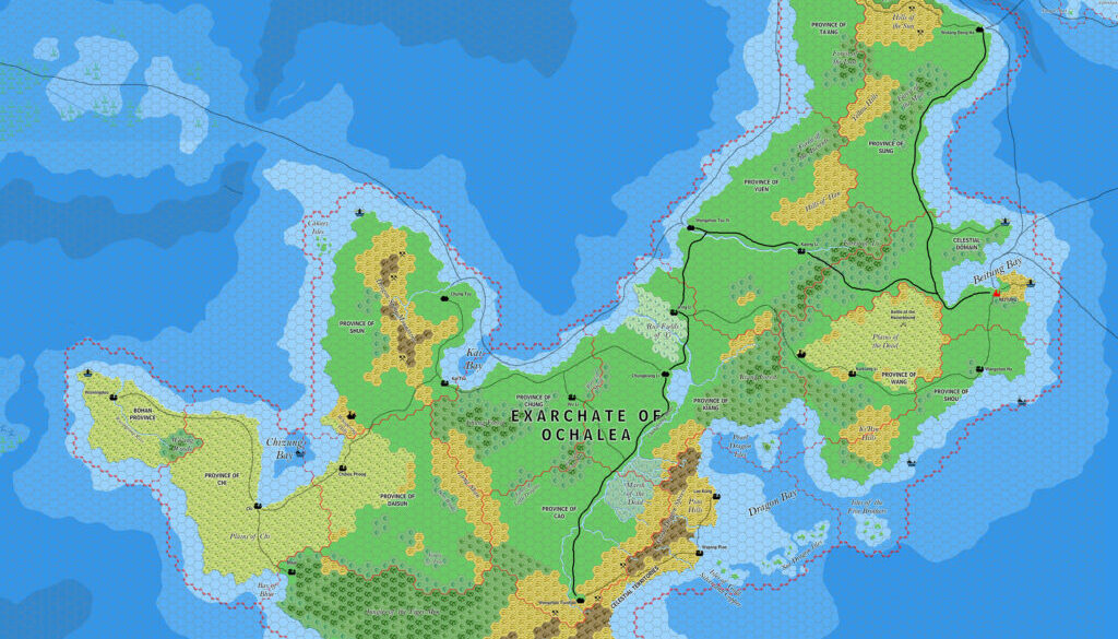 The Exarchate of Ochalea, 8 miles per hex by Jose Ignacio Ramos Lomelin, November 2017 (version 2)