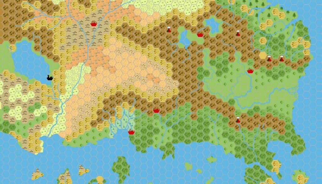 Known World 1000 BC, 24 miles per hex, by John Calvin, September 2008 (version 1)