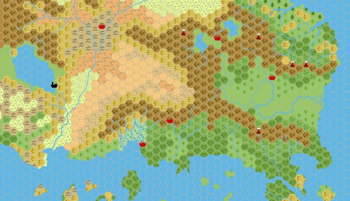 Known World 1000 BC, 24 miles per hex, by John Calvin, September 2008 (version 1)