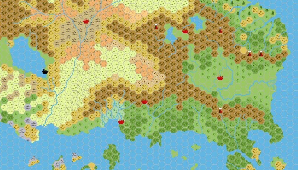 Known World 1000 BC, 24 miles per hex, by John Calvin, September 2008 (version 2)